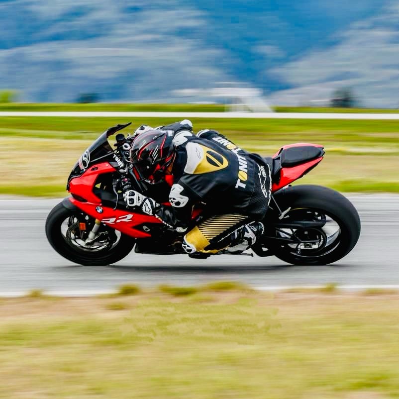 Racing a motorcycle on a track