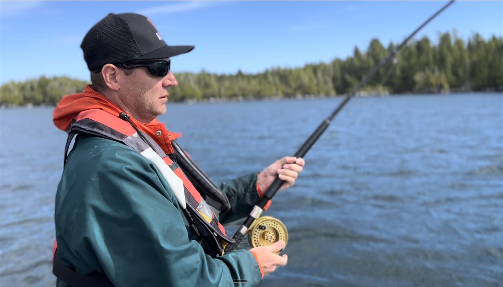 Fly-fishing on a coastal lake