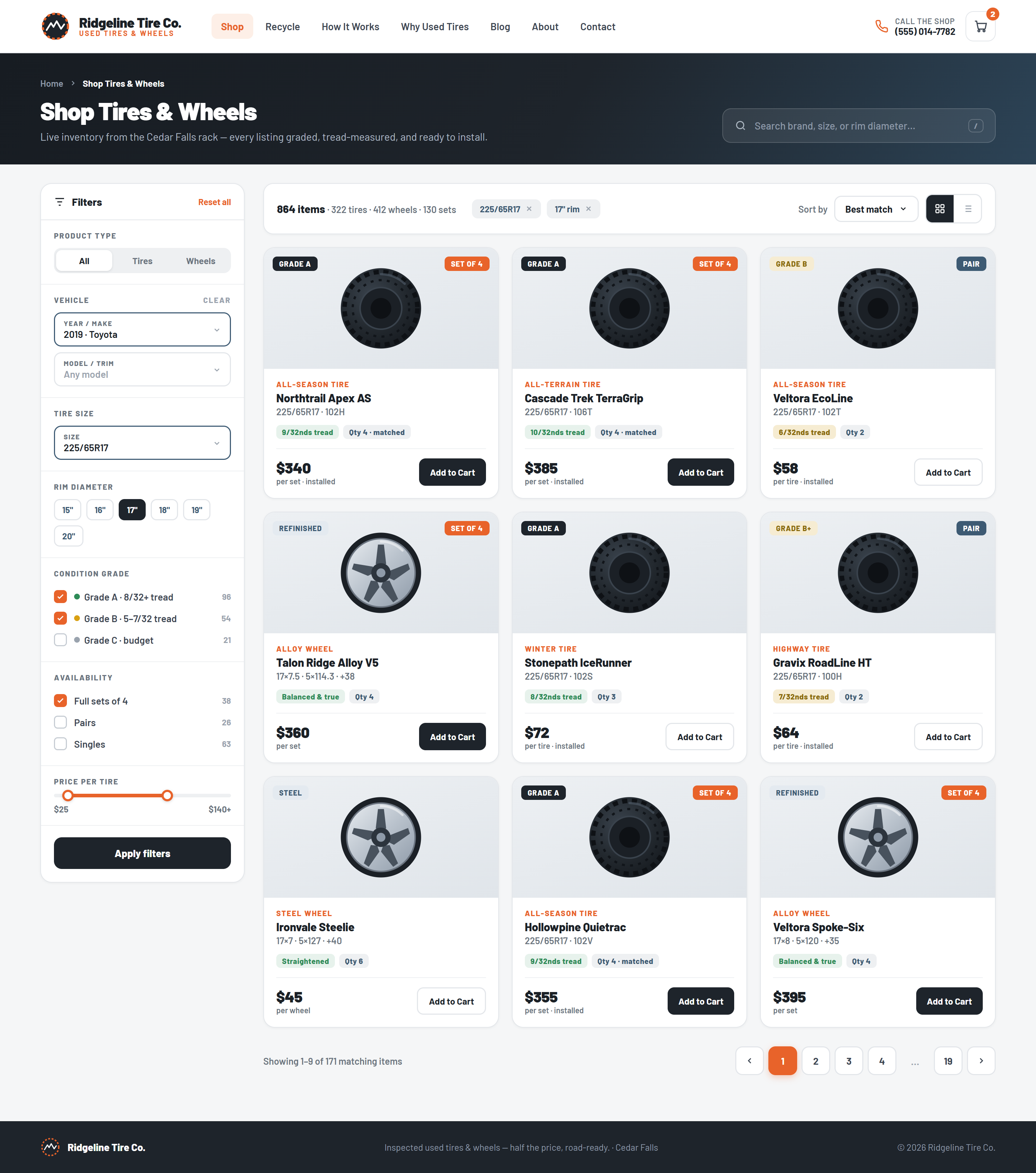 Live shop catalog screen