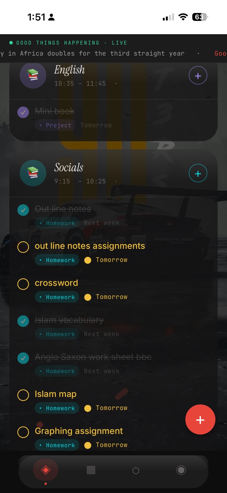 Assignment tracking screen