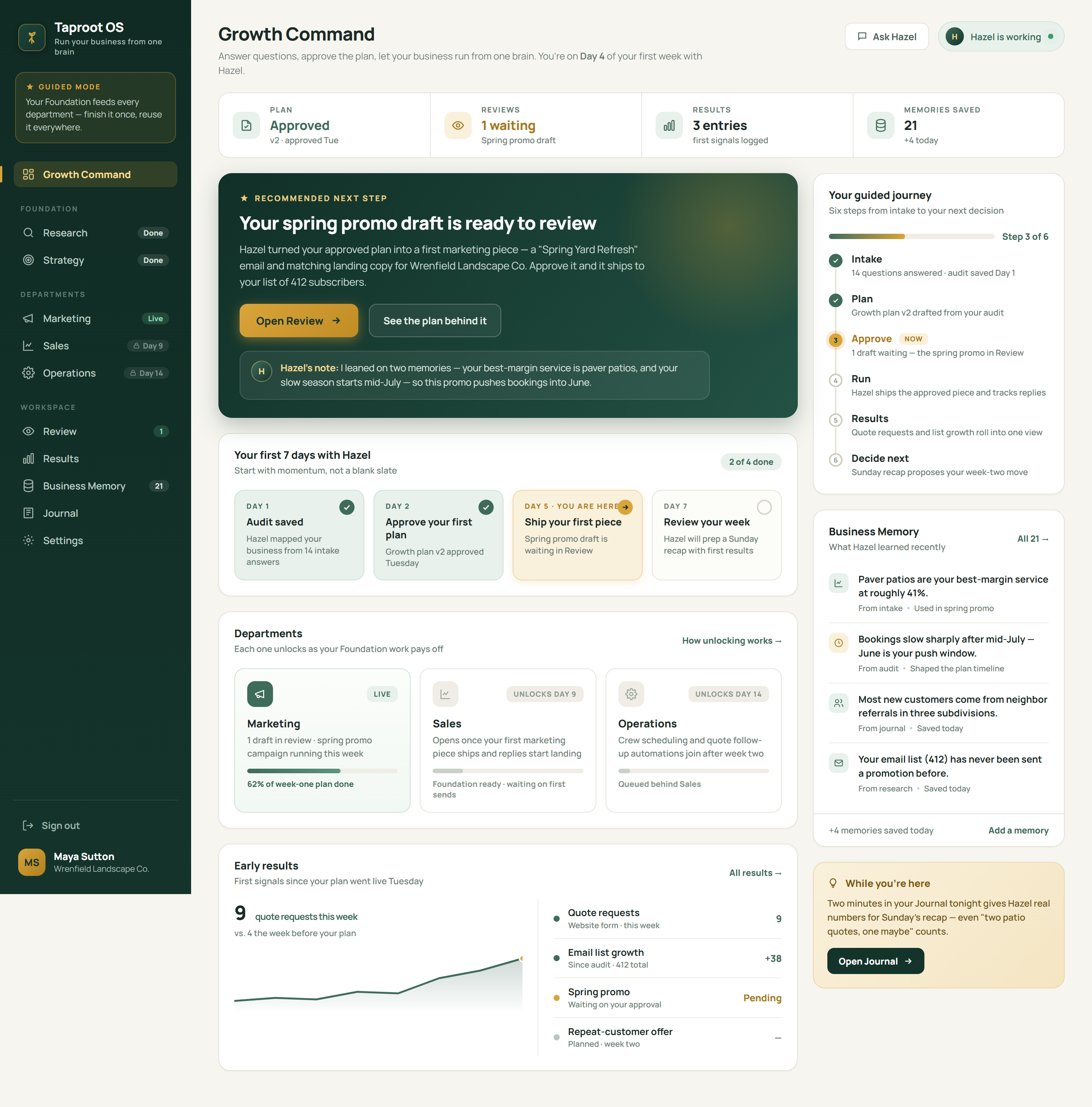 Ask, plan, approve, ship, repeat product screen